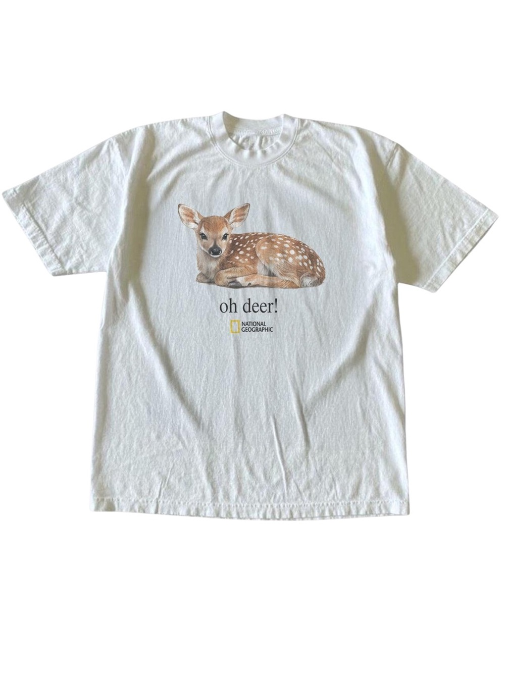 National Geographic Fawn Oh Deer White Nature Graphic T-Shirt